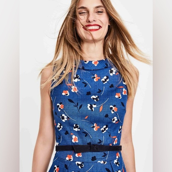 BODEN Martha Dress in Riviera Blue Wildflower Size 8P - Picture 4 of 10
